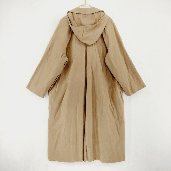 London Fog Weatherwear of Distinction Women Tan Trench Hooded Jacket Coat Z67 - Picture 5 of 8